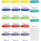 Youngever 18 Pack Baby Food Storage, 4 oz Baby Food Containers with Lids, 6 Assorted Colors, with Lids Labels