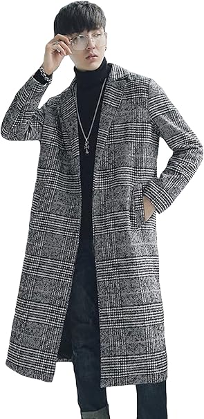 Amazon Debangni ラシャコート 秋冬 メンズ ロングコート 膝下丈 チェック柄 シンプル ハンサム チェスターコート ゆったり 高見え ファッション アウター 韓国風 ペアルック コート ジャケット 通販