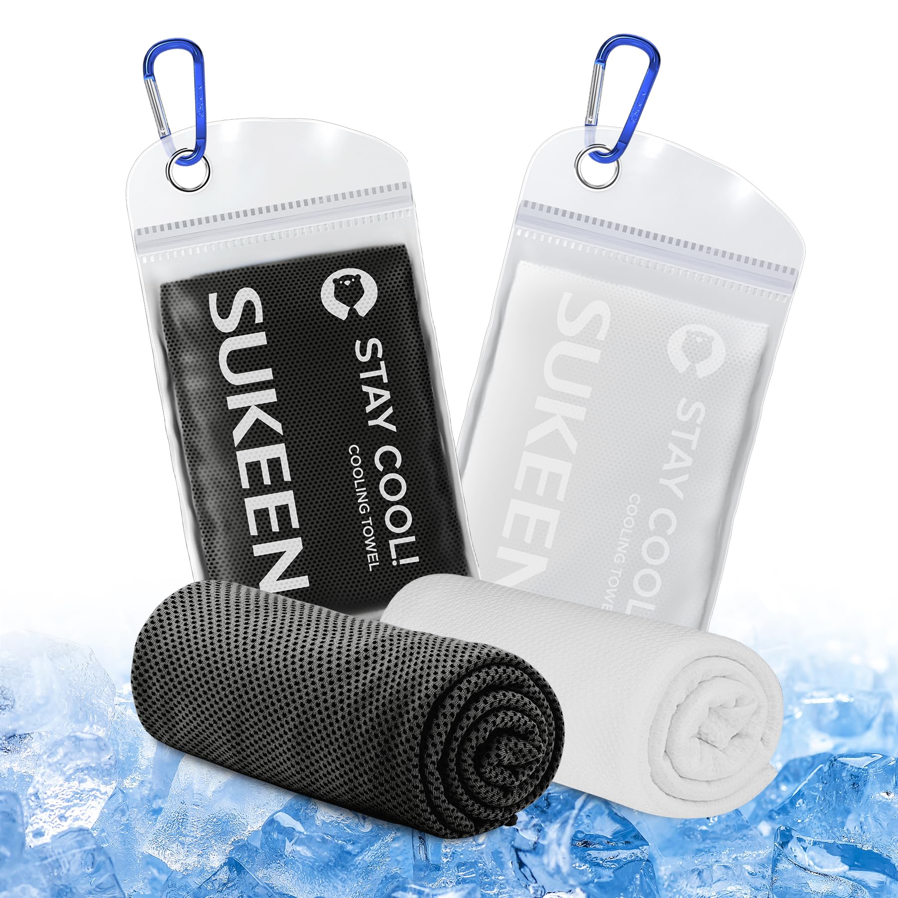 Sukeen Cooling Towel (40"x12"), Quick Dry Fitness Ice Towel for Gym, Golf, Yoga, Outdoor Work, Sports, Travel, Camping, Instant Cool for Neck and Face