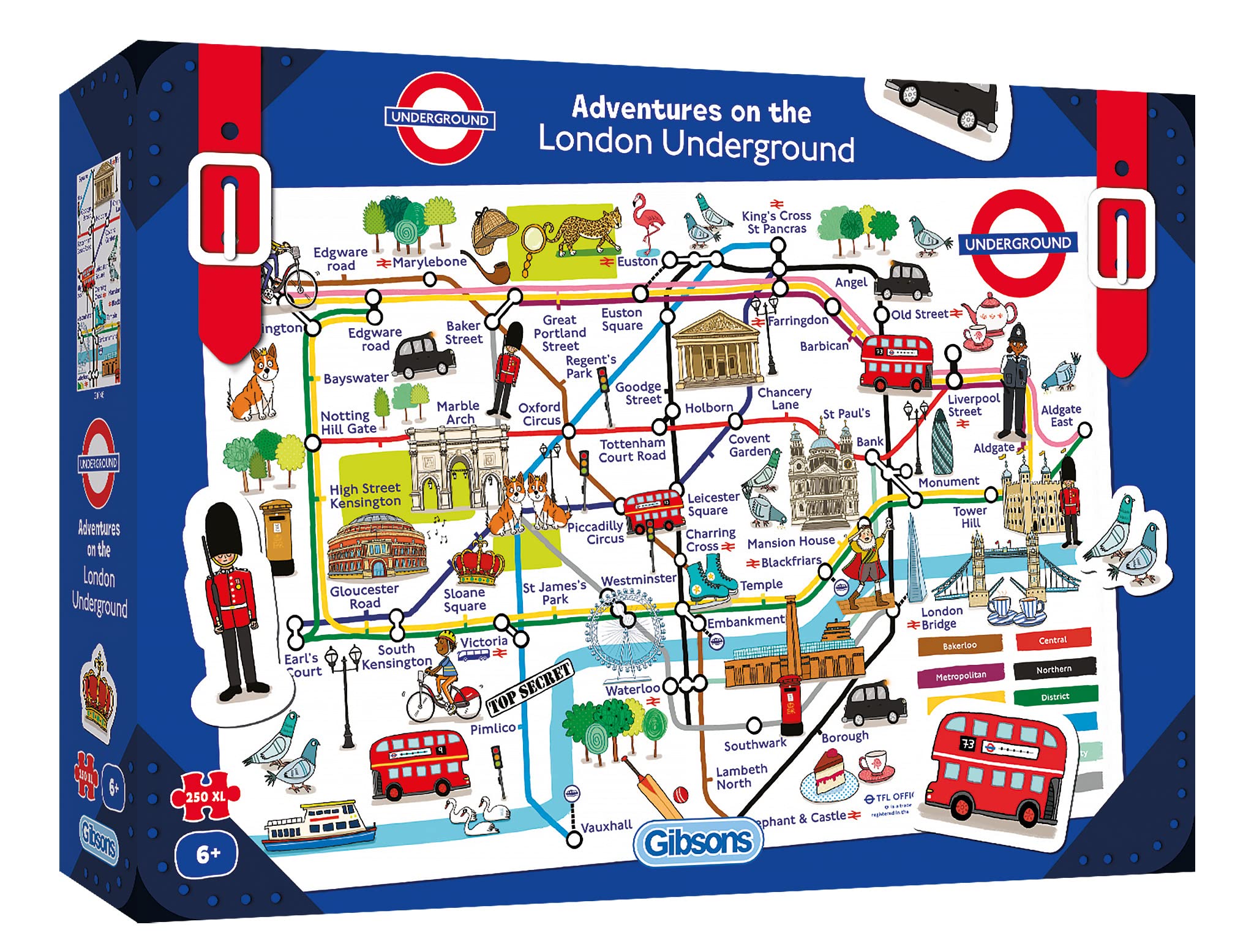 Gibsons Adventures on the London Underground 250 XL Piece Childrens Puzzle 6+ Great Britain London Sustainable Jigsaw Puzzle for Kids Premium 100% Recycled Board Great Gift Gibsons Games