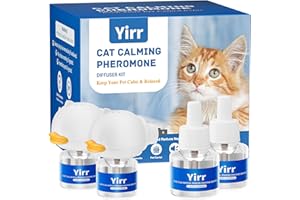 Yirr Cat Calming Diffuser, Cat Pheromones Calming Diffuser, Multicat Calming Diffuser, Relaxing Pheromone for Cat Relief Stress Anxiety Fighting Scratching, 2 Diffuser 4 Refill(48ml)