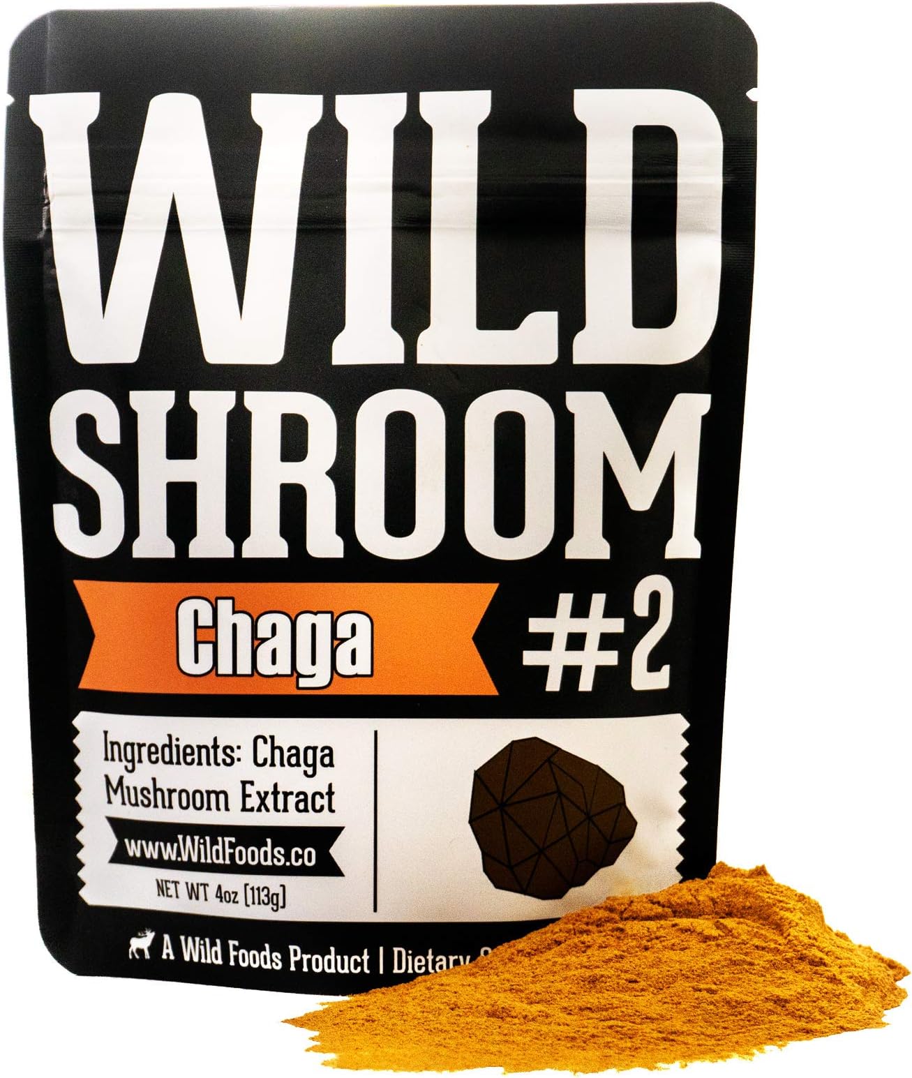 Chaga Mushroom Extract Powder by Wild Foods - 10:1 Water-Extraction of Fruiting Body, Wild Harvested (Two 4 Ounce)