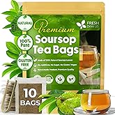 FreshDrinkUS, Premium 10 Soursop Graviola Leaf Tea Bags, 100% Natural & Pure from Soursop Leaves, Hoja Guanabana Herbal Tea. 