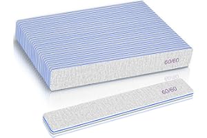 BLESWIN Nail Files 25pcs-Nail File 60/60 Grit for Acrylic Nails,Super Rough Nail Files Emery Boards for Artificial Nails, Fake Nails, Professional Double Sided Jumbo Zebra Nail File