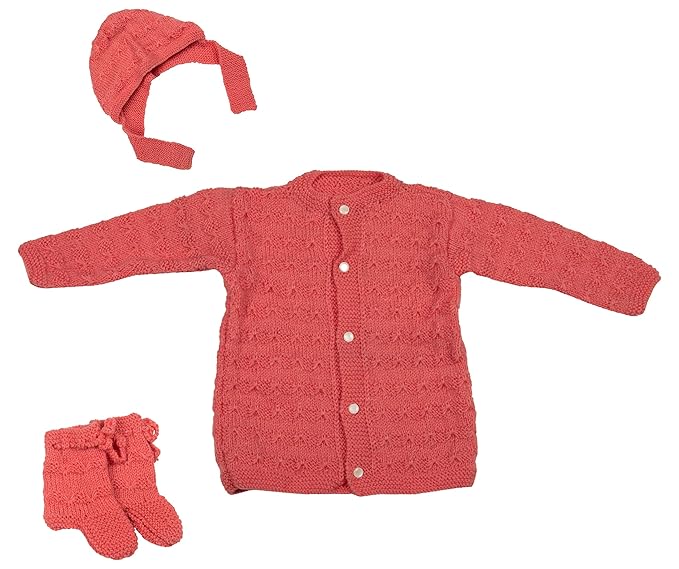 Baby Woolen Clothing Set (Red, 6-12 Months, Pack of 4)