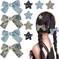 ☆Rest & Recreation☆ LOGO HAIR CLIP L BLUE Amazon.com : 10Pcs Star Hair Clips Y2K Blue Hair Bows for