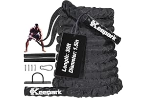 KEEPARK Battle Ropes for Home Gym, Exercise Rope 1.26/1.5inch, 30 40FT Heavy Battle Rope Weighted Battle Rope Training Heavy Rope for Workout Exercise