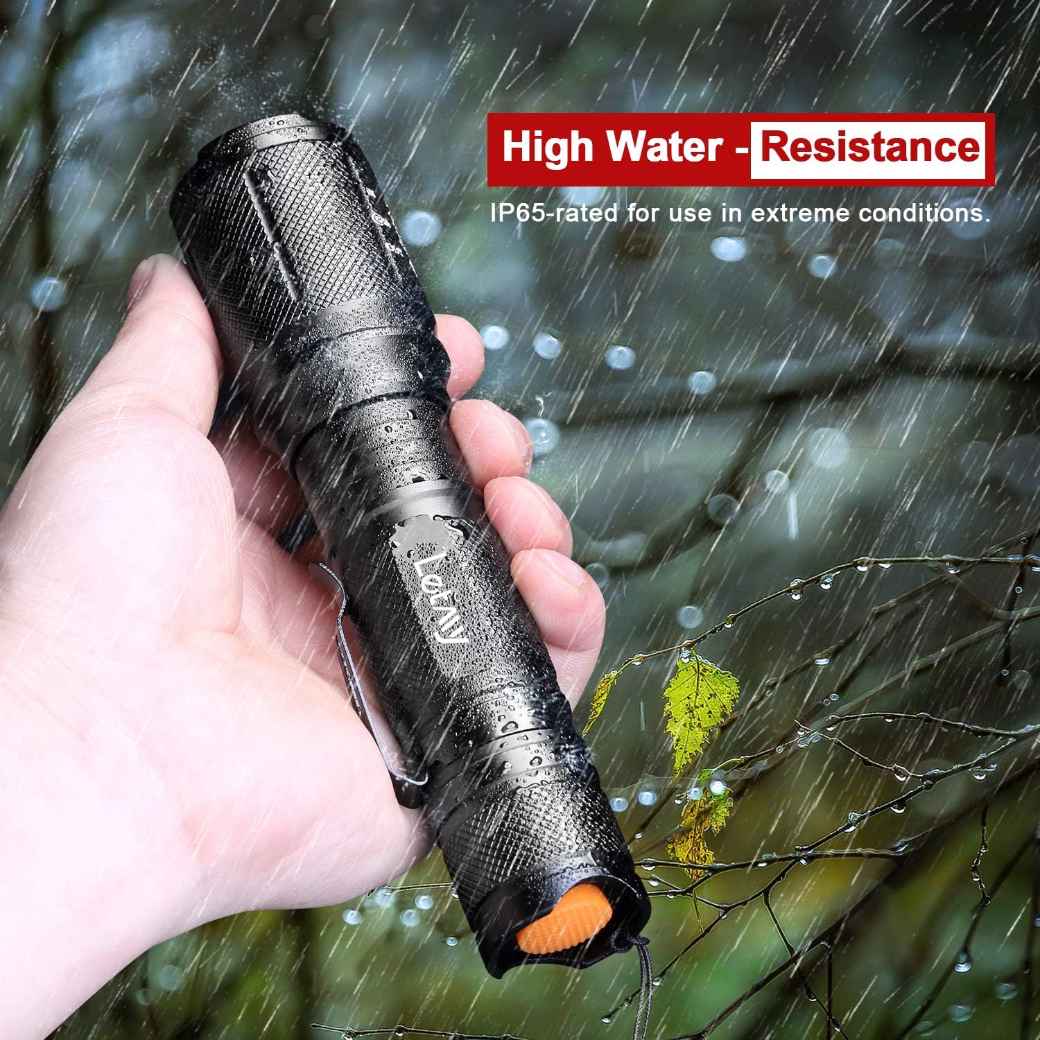 LETMY LED Tactical Flashlight, Ultra Bright 2000 Lumen XML T6 LED Flashlights With 5 Modes, Zoomable and Water Resistant for Camping Biking Hiking Home Emergency, 2 Pack - - 