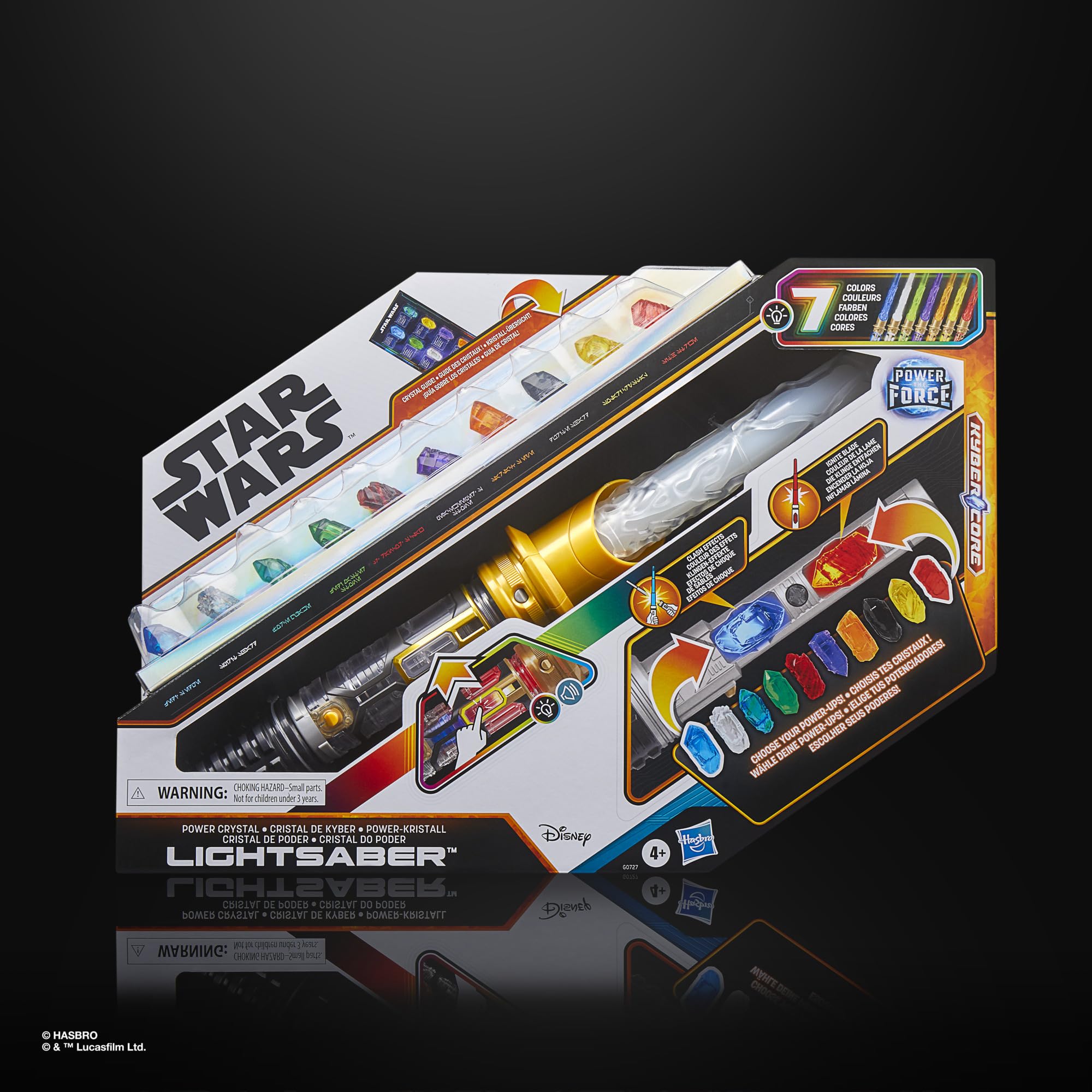 STAR WARS STAR WARS Power Crystal Lightsaber, 7 Colors & 10 Crystals, 50+ Color-Changing Combinations, Lights & Sounds, Toys for Boys & Girls, Kids, Ages 4+