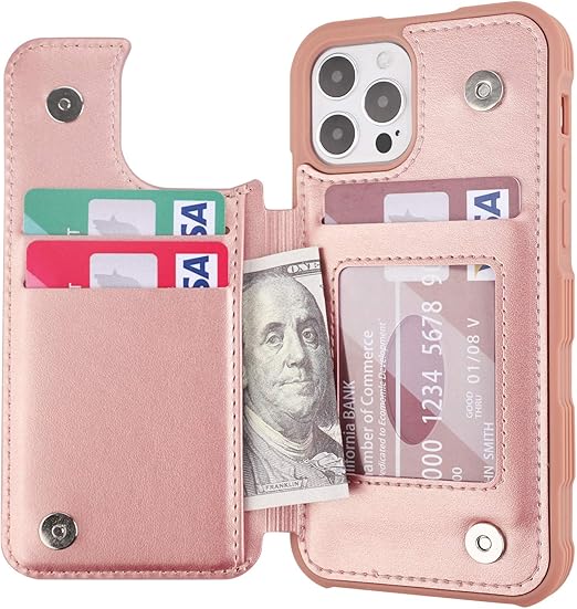 Amazon Com Restoo Compatible With Iphone 12 Pro Max Case Wallet Case With Card Holder Pu Leather 4 Card Slot Back Flip Cover For Iphone 12 Pro Max 6 7 Inch Rose Gold Electronics