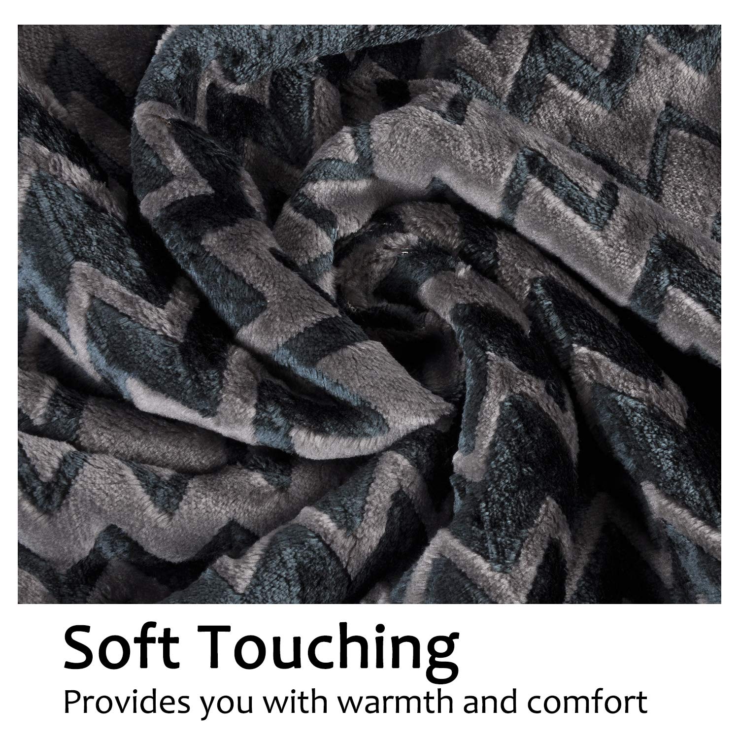 Plush Flannel Sherpa Throw Blanket Chevron 50\