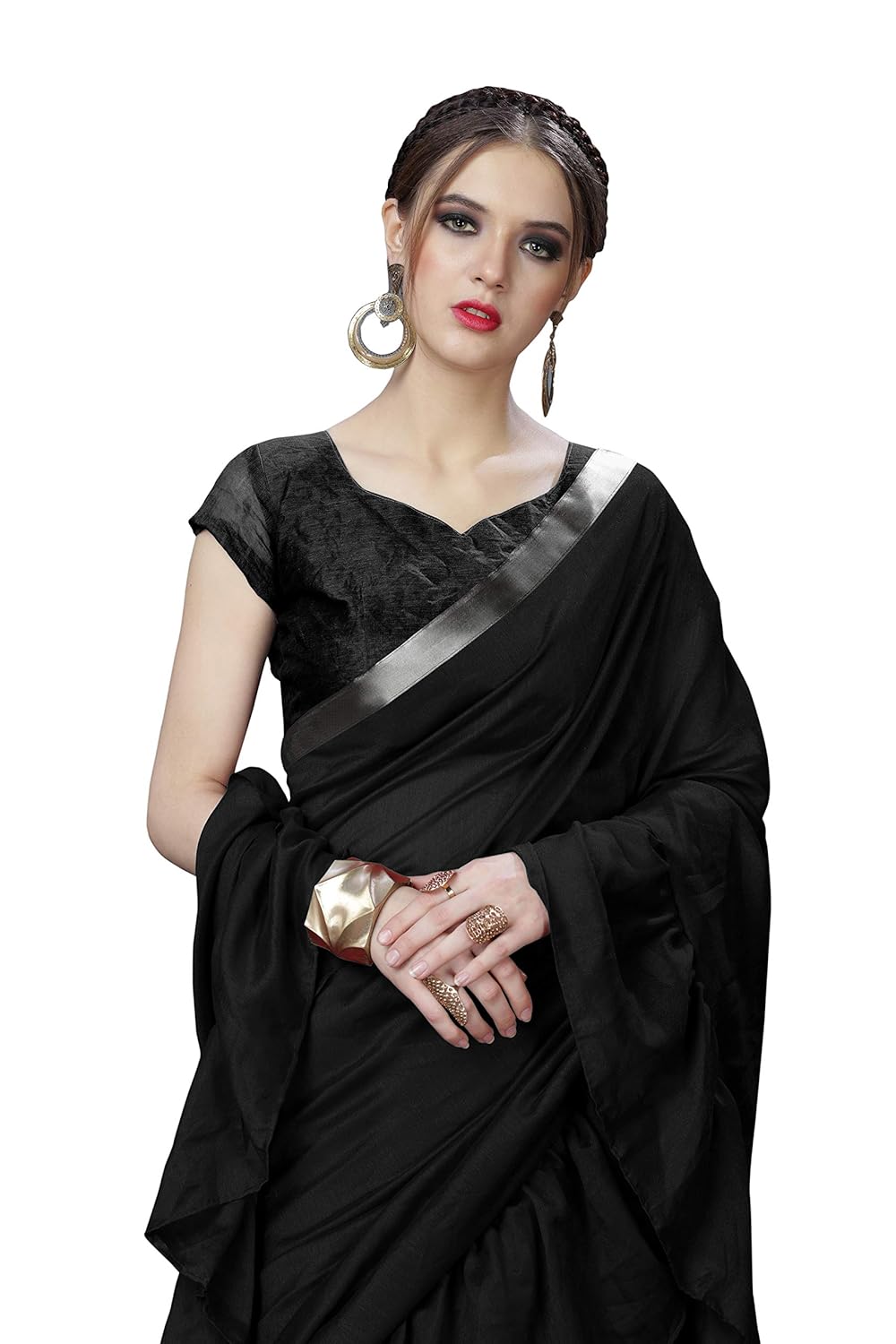 sargam fashion women's silk solid ruffle saree frill sari