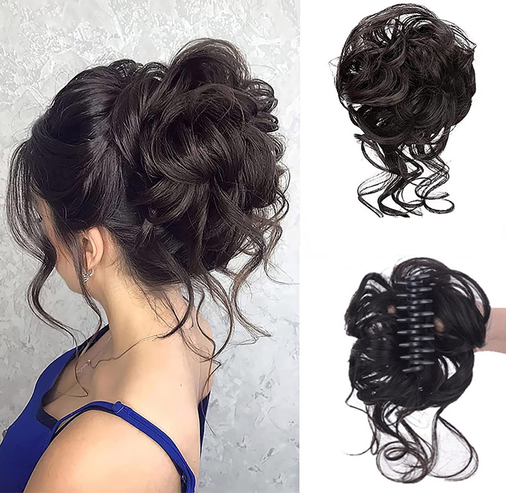 Faringoto Chignon Hair Bun,Curly Elastic Hair Band for Women Wedding