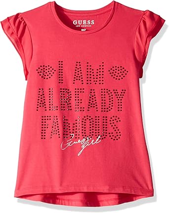 amazon com guess girls little cap sleeve already famous t shirt clothing guess girls little cap sleeve already famous t shirt