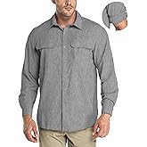 33,000ft Men's Long Sleeve Sun Protection Shirt UPF 50+ UV Quick Dry Cooling Fishing Shirts for Travel Safari Camping Hiking