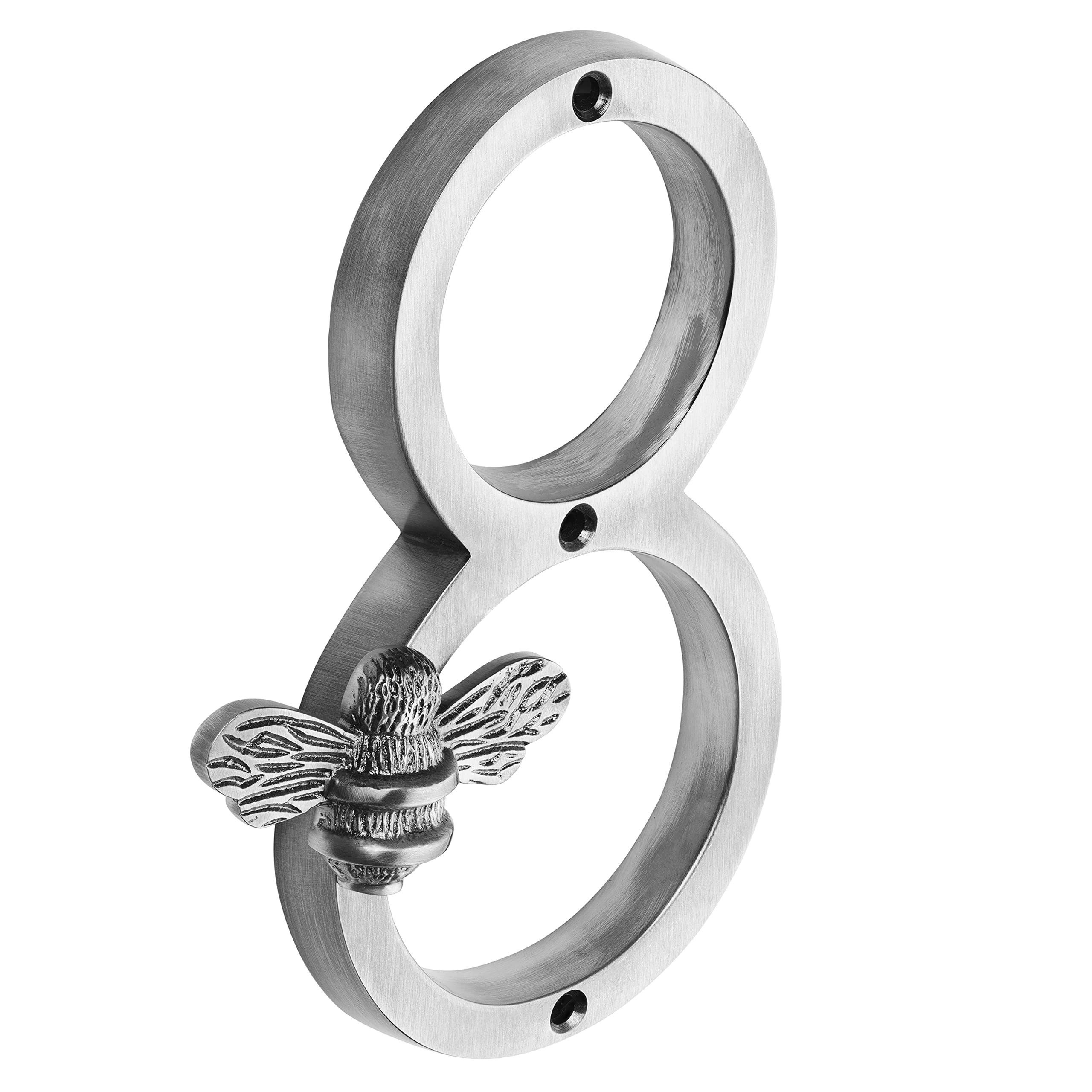 Pewter Brass bee House Number with Bee design | 5 inch Modern Door Sign Numbers Signs Plaques | Street Home Address Numeral (8)