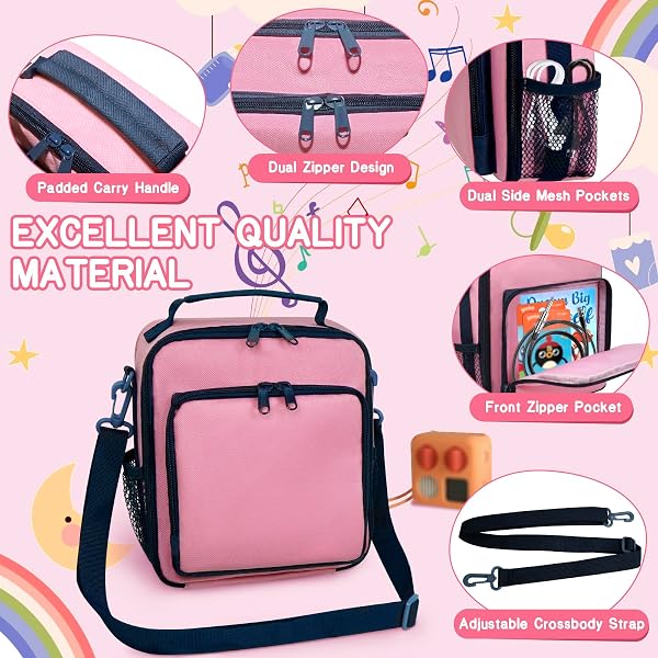 ORKELS CARRYING CASE FOR YOTO MINI 2024, TRAVEL STORAGE BAG WITH 30 CARD HOLDER, ADJUSTABLE SHOULDER STRAP, ACCESSORY POCKET, PORTABLE PROTECTIVE CASE (BAG ONLY)