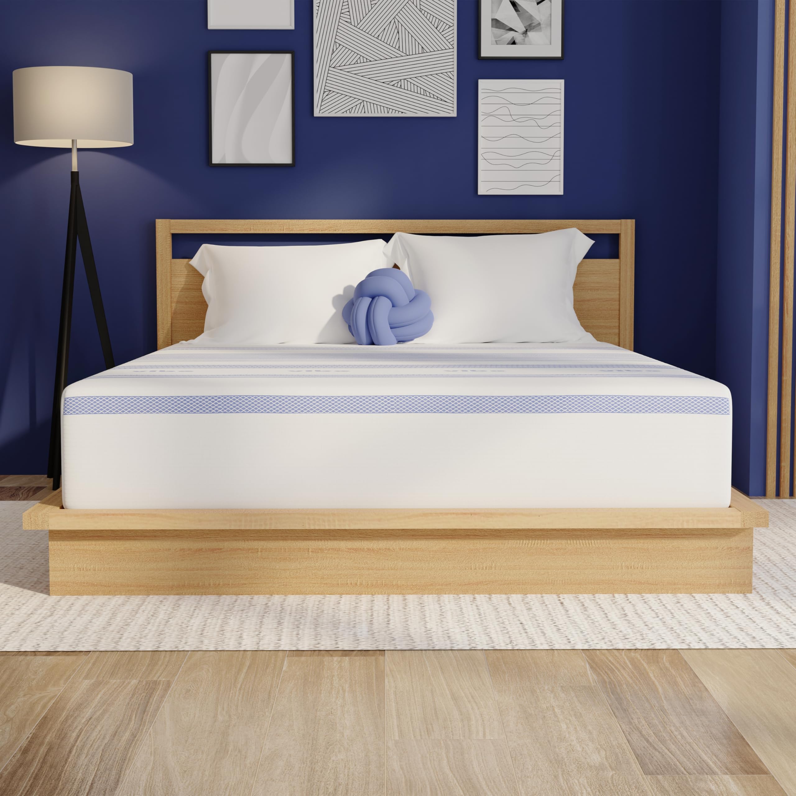 IULULU Coprimaterasso In Memory Foam Con Gel, 10 Cm Di Altezza, Certificato CertiPUR-US, Per Letto King Size, Traspirante E Rinfrescante, Blu