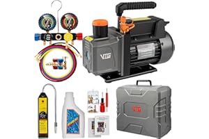 VTG VOGTEN 4.5 CFM AC Vacuum Pump and Gauge Set,for Mini Split/HVAC/Auto Systems,Manifold Gauge Kit Fits R134a R22 R410a,with Leak Detector,Upgraded Trifold Storage Case,4 Hoses,R134a Can Tap