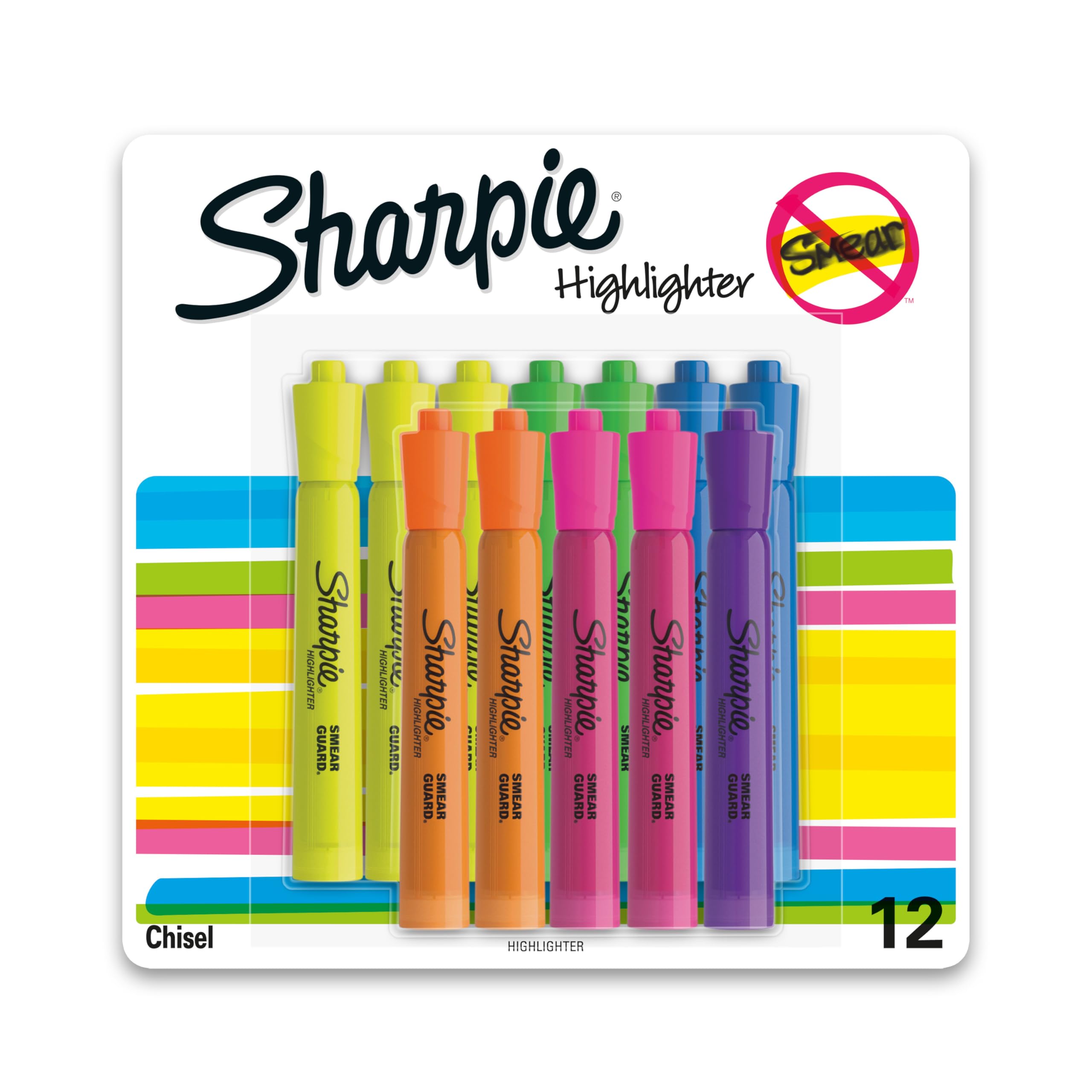 Photo 1 of Sharpie Tank Style Highlighters Chisel Tip Fluorescent Highlighter Marker Set Office And Teacher Supplies Assorted 12 Count