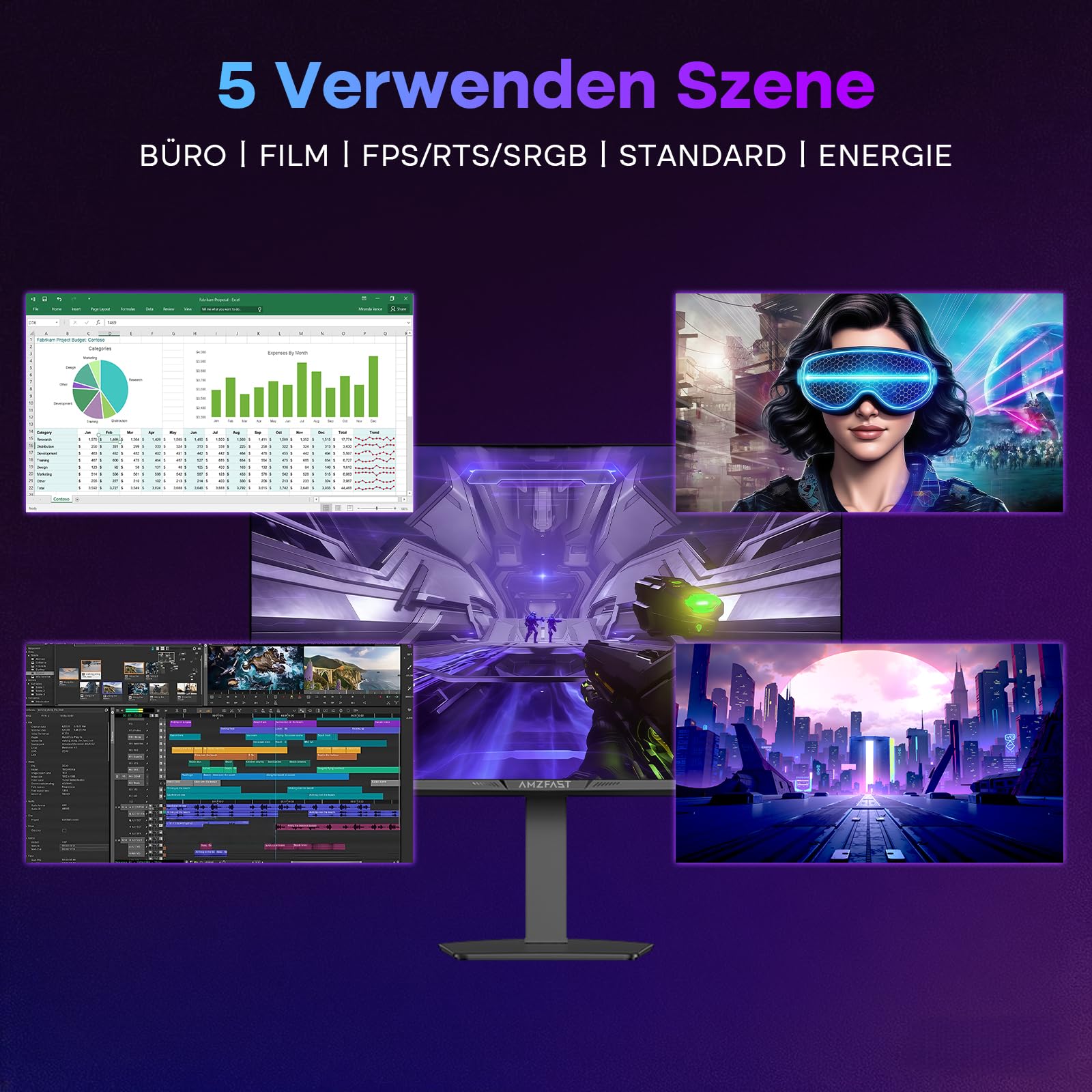 Amzfast Gaming Monitor 27 Zoll 4K mit Dual-Mode, UHD 160Hz/FHD 320Hz, Fast IPS Monitor, 1ms MPRT, Höhenverstellbar, HDR 400, sRGB 126%, HDMI 2.1, DP 1.4, PBP/Pip, Adaptive Sync - AMZG27F6U 5