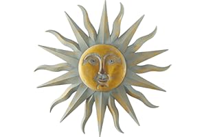 Deco 79 Metal Sun Home Wall Decor Indoor Outdoor Distressed Wall Sculpture with Copper-Like Accents and Grooves, Wall Art 35" x 1" x 35", Gold