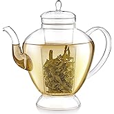 Teabloom Grand Bouquet Glass Teapot with Microdot Glass Infuser – Elegant 50oz Borosilicate Teapot for Whole Leaf & Blooming Teas – A Pure & Visual Tea Experience – Tea Purist's Choice