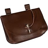 Mythrojan Leather Belt Pouch Viking Leather Purse Vintage Waist Bag Medieval Renaissance LARP Bag Cosplay Costume Accessory for Reenactments, Medieval Events - Brown, 9.6” × 6.5”