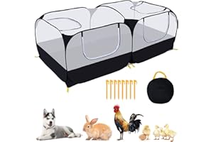 Small Animals Playpen,Pet Cage Tent Large Chicken Run Coop with Detachable Bottom Breathable Transparent Mesh Walls, Foldable