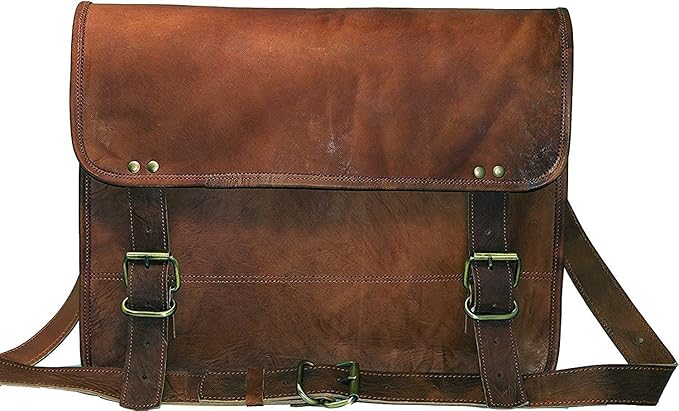 CraftShades Leather Sling Side Bag for Men & Women | Best Office Bag Dark Brown | Size 13 x 10 x 4 Inches