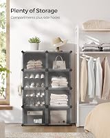 SONGMICS Interlocking Shoe Rack 8-Slot Storage Cabinet with Doors Black view 2
