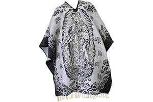 Del Mex Authentic Mexican Poncho Cobija Gaban Blanket -Black & White