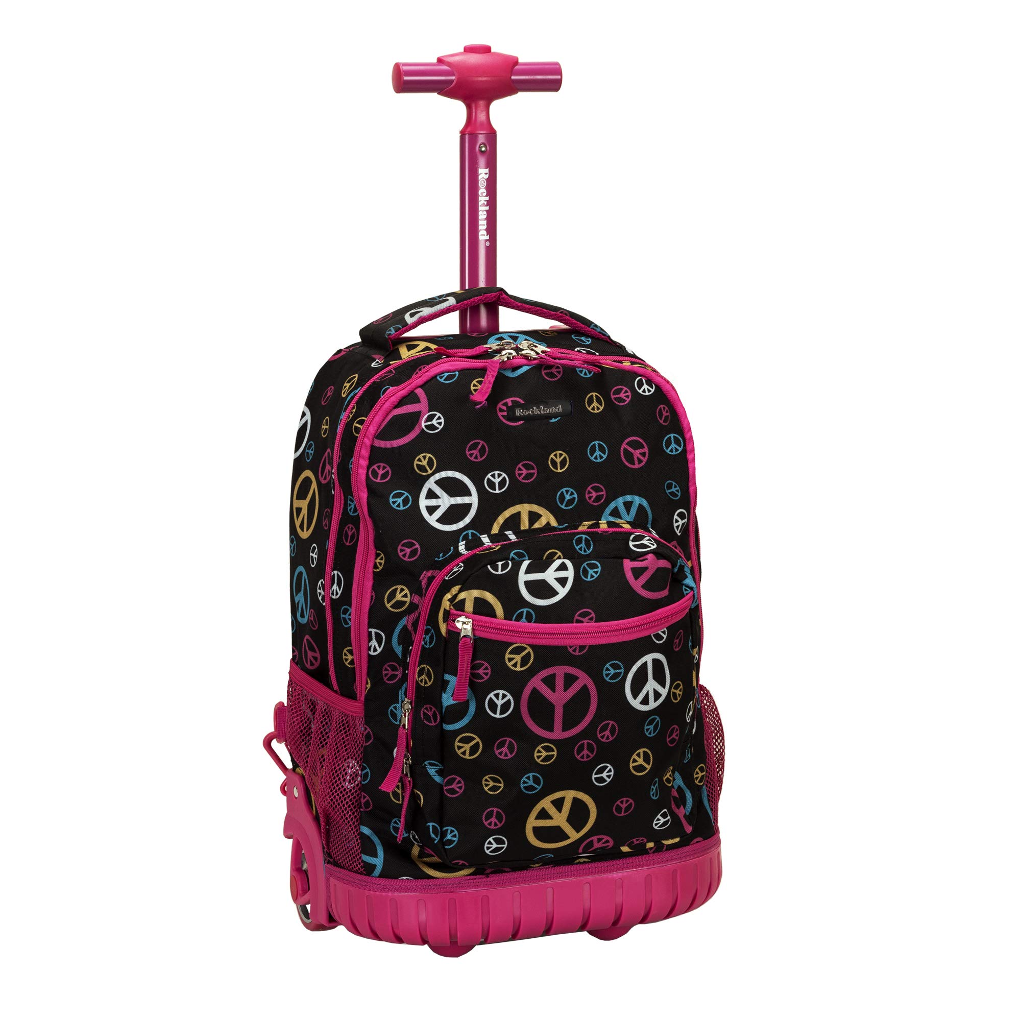 Rockland Owl Print Rolling Backpack - 17-Inch Double Handle School Bag With Wheels