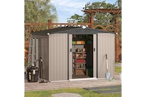 U-MAX Shed 6' x 8' Outdoor Storage Shed with Sliding Door, Outdoor Tool Shed Cabinet, Metal Garden Sheds for Yard, Outdoor St