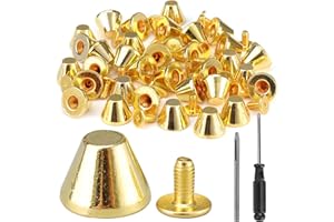 YORANYO 30 Sets 5/16" Height Spikes and Studs 8MM Handbag Feet Gold Color Barrel Spikes Screw Back Punk Studs and Spikes Kit for Clothing Shoes Leather Craft Belts Bags Dog Collars Rivets