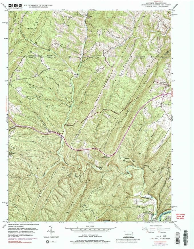 YellowMaps Artemas PA topo map, 124000 Scale, 7.5 X 7.5 Minute, Historical, 1950
