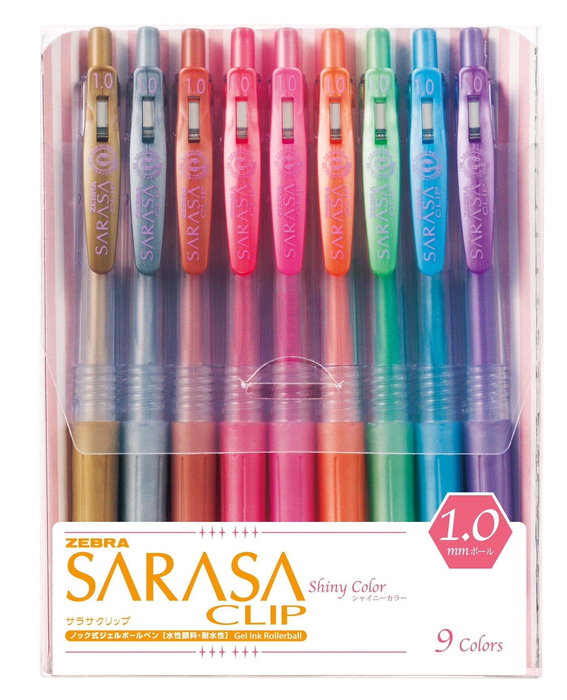 Zebra Sarasa Clip 1.0, 9 Shiny/Metallic Color Set (JJE15-9CA) — image 1