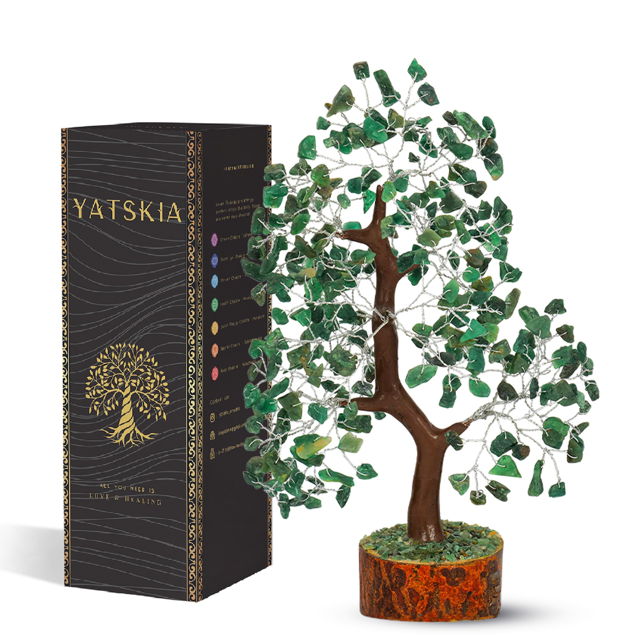 YATSKIA Green Aventurine - Money Trees, Chakra Crystalsm Crystal Trees as Home Decor, Healing Crystals, Tree for Home, Crystal Gifts for Women, Healing Crystals and Gemstones, Tree of Life Necklace