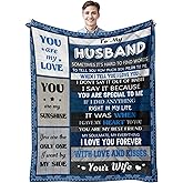 Quilazy Mes Valentines Day Gifts Blanket for Him Husband, Husband Gifts, Cool Christmas/Wedding Anniversary/Father's Day/Love/Birthday Gift for Husbands from Wife, to My Husbands Blanket 60"X 50"