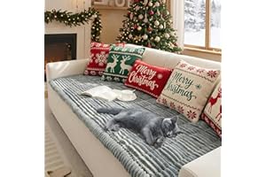 FUNNY FUZZY Pet Couch Covers for Sofa, Washable Dog Couch Cover Protector for Dogs, Flannel Couch Covers for Dogs Pet Friendly Pets Mat Bed Sofa Cover (Blue-Grey, 27.6"×59.1")