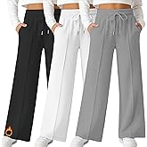 LessonZoo Girl's Fleece Lined Sweatpants, Wide Leg High Elastic Waist Jogger Straight Leg Baggy Drawstring Pants with Pockets