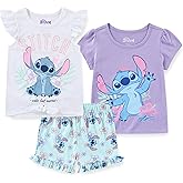 Disney Lilo & Stitch Girls 3 Piece T-Shirt Tank Top and Shorts Set for Big Kids