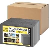 150 Pack Oil Absorbent Pads, Polypropylene oil Spill Mat 9.8 x 13 Inch Water Absorbent Garage Accessories Dry Oil Pads Reusable Absorbing Protecting Sheets for Automotive, Workshop, Basement, Home