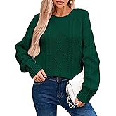 SunnyMelody Womens Oversized Chunky Cable Knit Sweater Fall 2025 Trendy Cute Slouchy Crew Neck Long Sleeve Pullover Tops