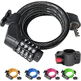 NDakter Bike Lock Cable,High Security 4 Digit Resettable Bike Lock Combination Coiling Bicycle Lock with Mounting Bracket,3/6FT Anti-Theft Cable for Bicycle,Scooter,Ebikes,Door,2/5 Inch Diameter(10mm)