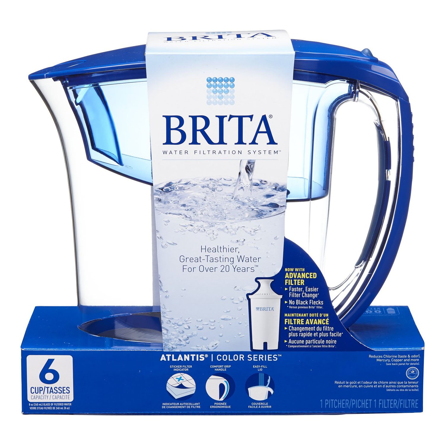 Brita Atlantis Water Filter Pitcher, Blue, 6 Cup Discontinued By Manufacturer Amazon