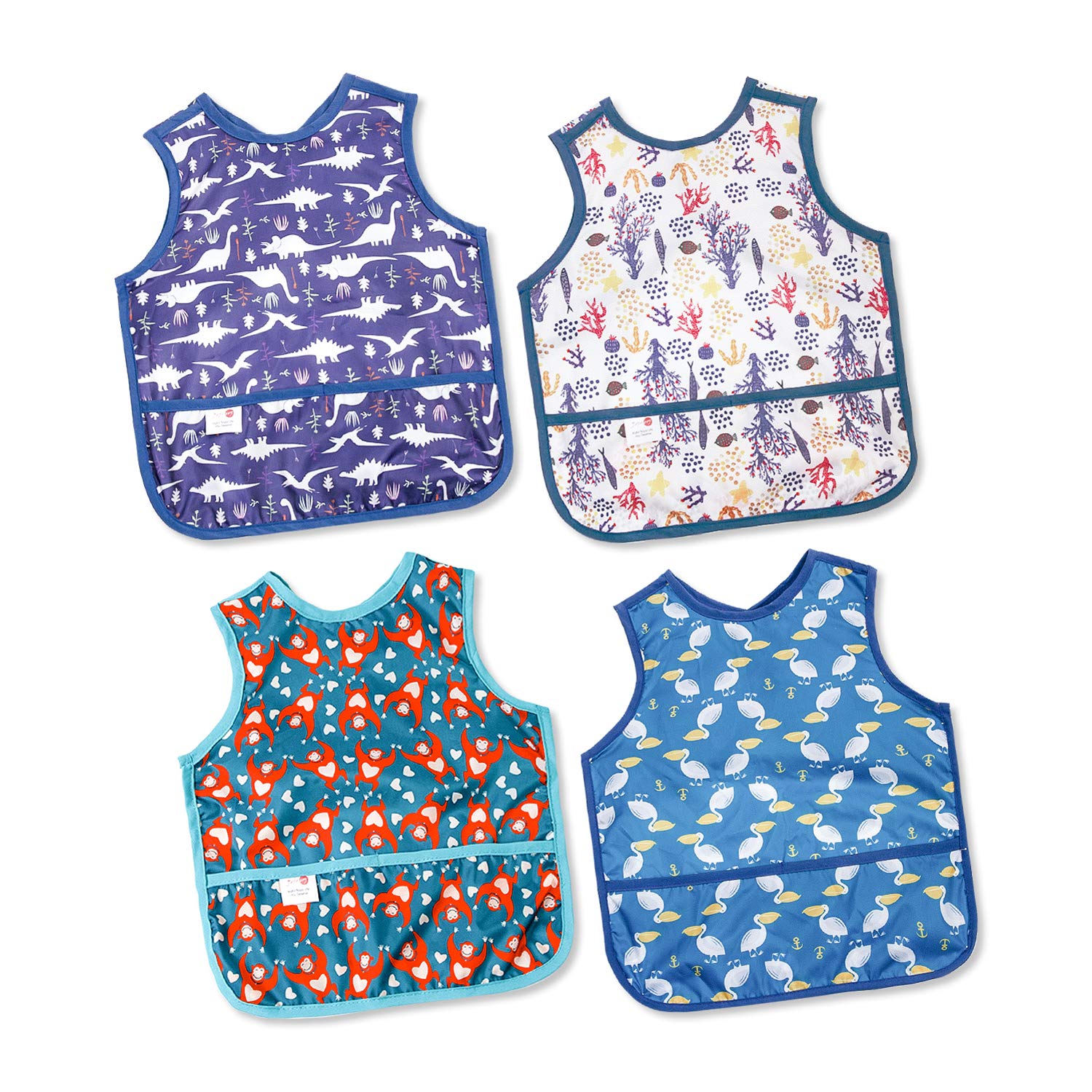 Joyo roy Baby Bibs for Boys 4Pack Waterproof Bibs for Baby Weaning Bib for Toddlers 1-3 Years Feeding Bib for Babies Newborn Smock for Eating Washable Toddler Apron for Feeding Easy to Clean