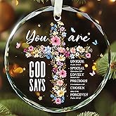 KatAndNat Christian Christmas Ornaments - Religious Christmas Ornaments for Women - Christian Catholic for Women, Bible Verse Jesus Inspirational Faith God You are Ornament for Tree - Glass Ornament