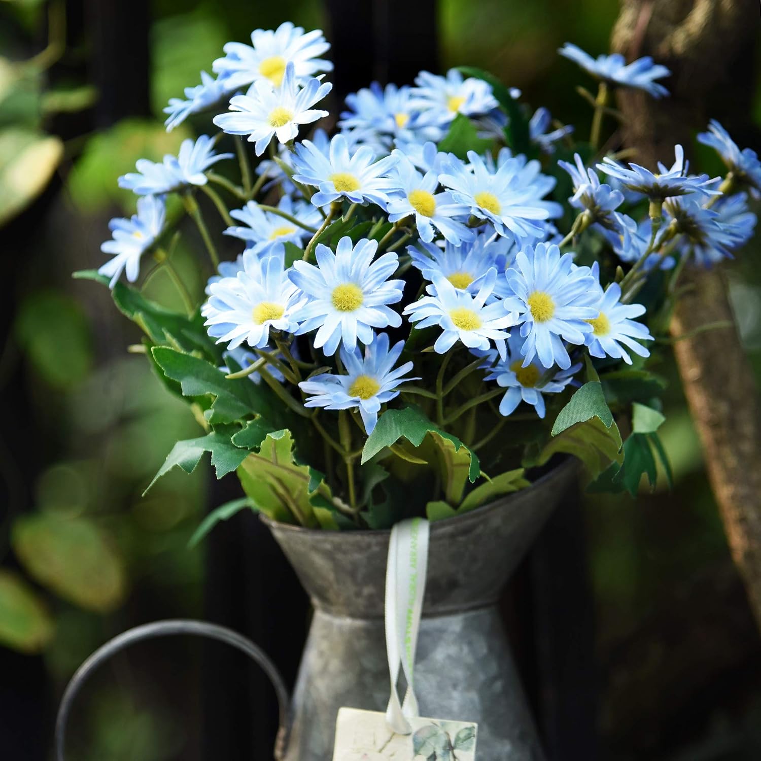 FiveSeasonStuff Artificial Daisy Flowers Silk Blue Bouquet Wedding Home Centrepiece Decorations (2 Bunches 36cm) - Image 4