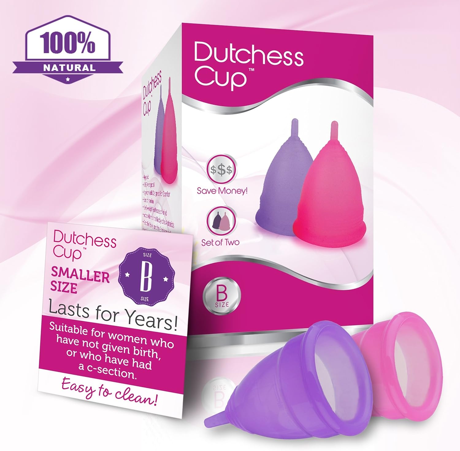 Dutchess Menstrual Authentic Original Cups Set of 2 with Free Bags - Small (B) - No 1 Economical Feminine Alternative Protection for Cloth Sanitary Napkins for Menstruation: Health & Personal Care